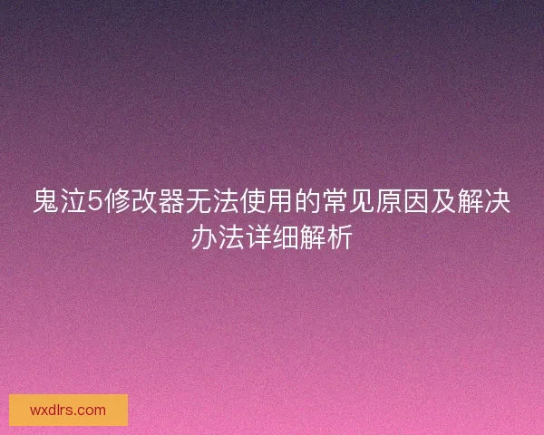 鬼泣5修改器无法使用的常见原因及解决办法详细解析