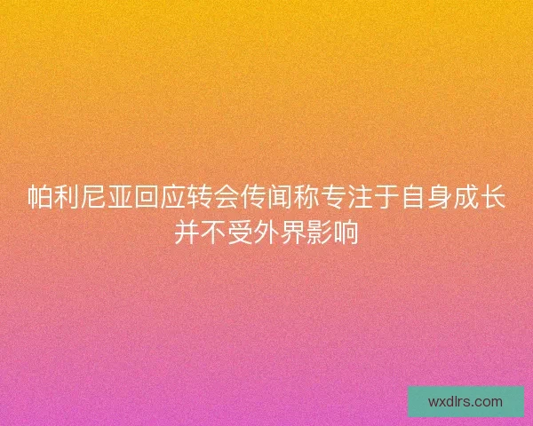帕利尼亚回应转会传闻称专注于自身成长并不受外界影响