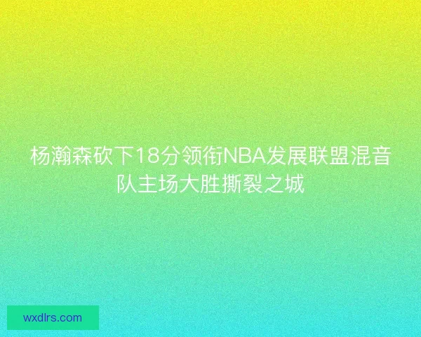 杨瀚森砍下18分领衔NBA发展联盟混音队主场大胜撕裂之城